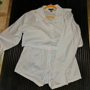 Love Women's Soft Blue Pinstripe Pajama Set